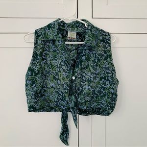 Vinatge Dare 2 Wear Taboo Hawaiin Green Collar Top Size Medium